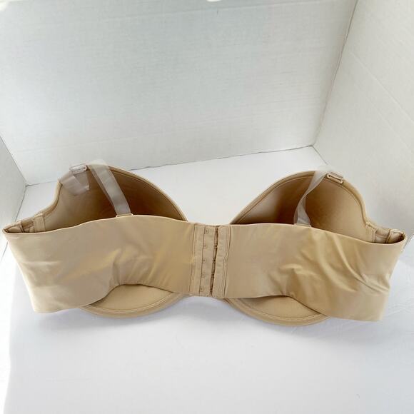 Cacique Bra Plus Size 46DD/E Tan Convertible Underwire Silicone Clear Strap - Picture 2 of 7
